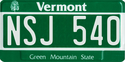 VT license plate NSJ540