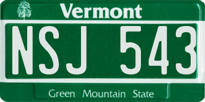VT license plate NSJ543