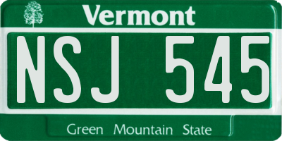 VT license plate NSJ545