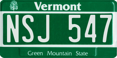 VT license plate NSJ547
