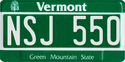 VT license plate NSJ550