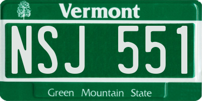 VT license plate NSJ551