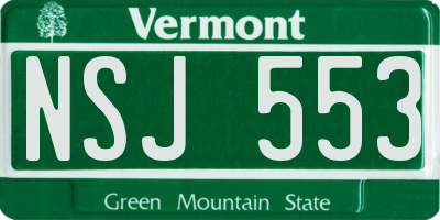 VT license plate NSJ553