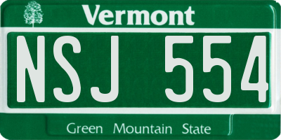VT license plate NSJ554