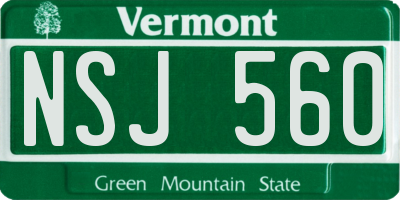 VT license plate NSJ560