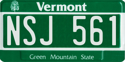 VT license plate NSJ561