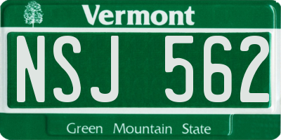 VT license plate NSJ562