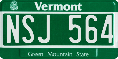 VT license plate NSJ564