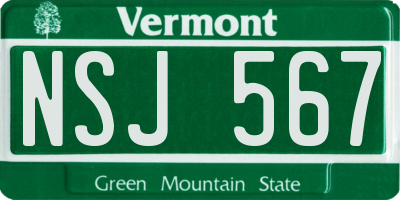 VT license plate NSJ567