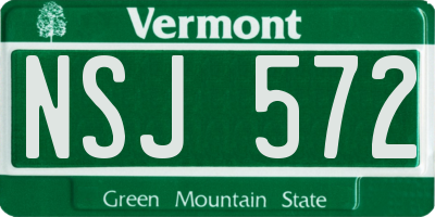 VT license plate NSJ572
