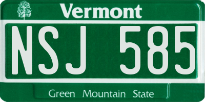 VT license plate NSJ585