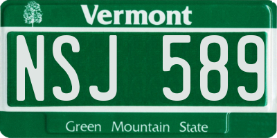 VT license plate NSJ589