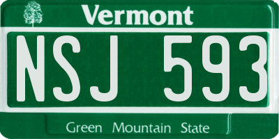 VT license plate NSJ593