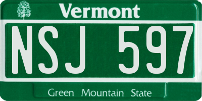 VT license plate NSJ597
