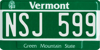 VT license plate NSJ599