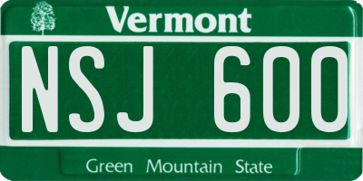 VT license plate NSJ600