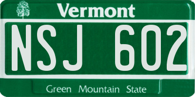 VT license plate NSJ602