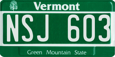 VT license plate NSJ603