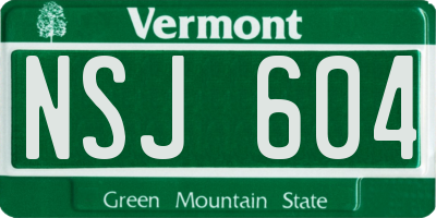 VT license plate NSJ604