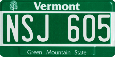 VT license plate NSJ605
