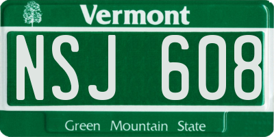 VT license plate NSJ608