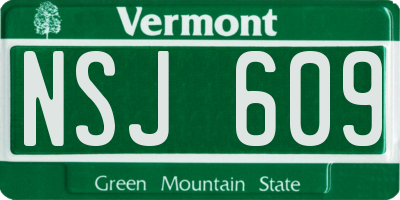 VT license plate NSJ609