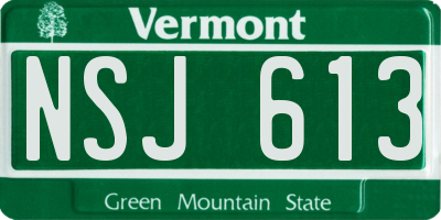 VT license plate NSJ613