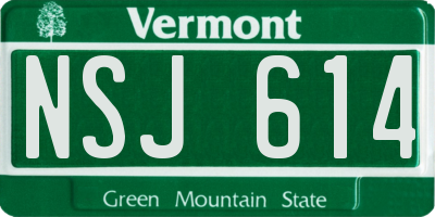 VT license plate NSJ614