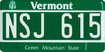VT license plate NSJ615