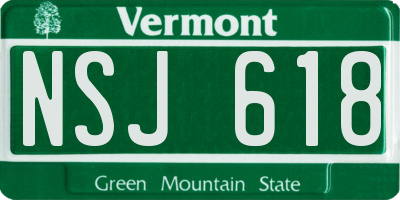 VT license plate NSJ618