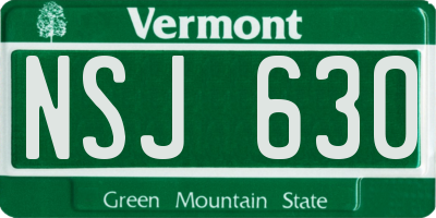 VT license plate NSJ630