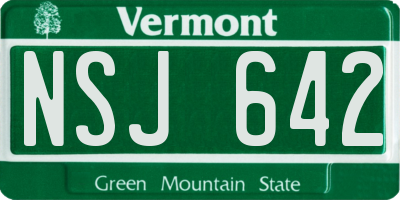 VT license plate NSJ642