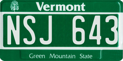 VT license plate NSJ643