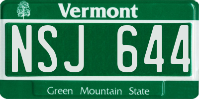 VT license plate NSJ644