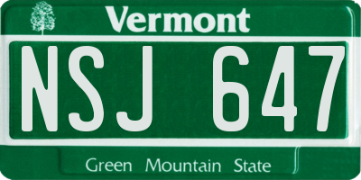 VT license plate NSJ647