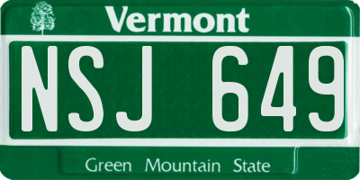 VT license plate NSJ649