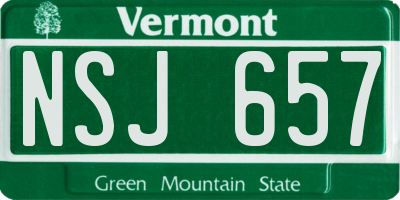 VT license plate NSJ657