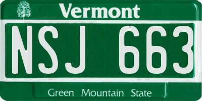 VT license plate NSJ663