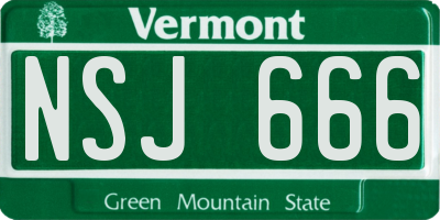 VT license plate NSJ666