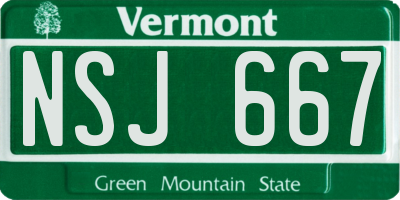 VT license plate NSJ667