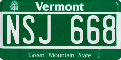 VT license plate NSJ668