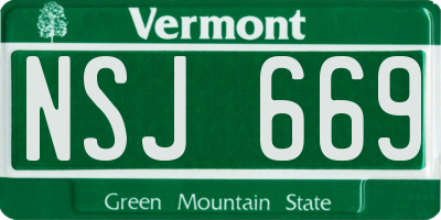 VT license plate NSJ669