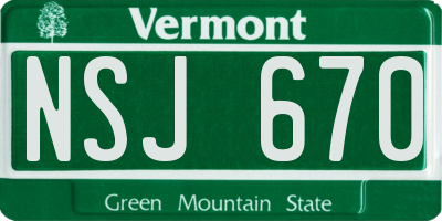VT license plate NSJ670