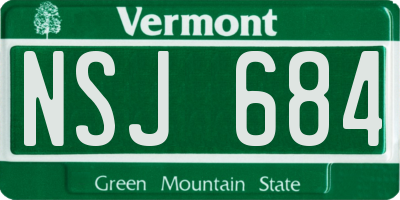 VT license plate NSJ684