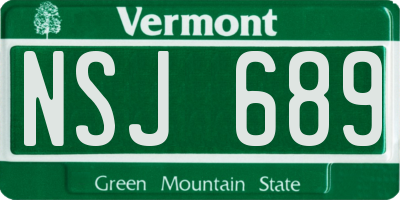 VT license plate NSJ689