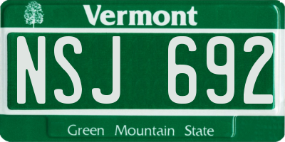 VT license plate NSJ692
