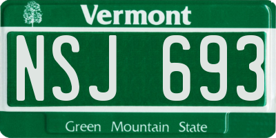 VT license plate NSJ693