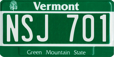 VT license plate NSJ701