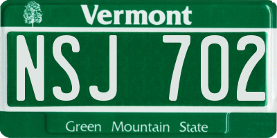 VT license plate NSJ702