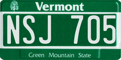 VT license plate NSJ705